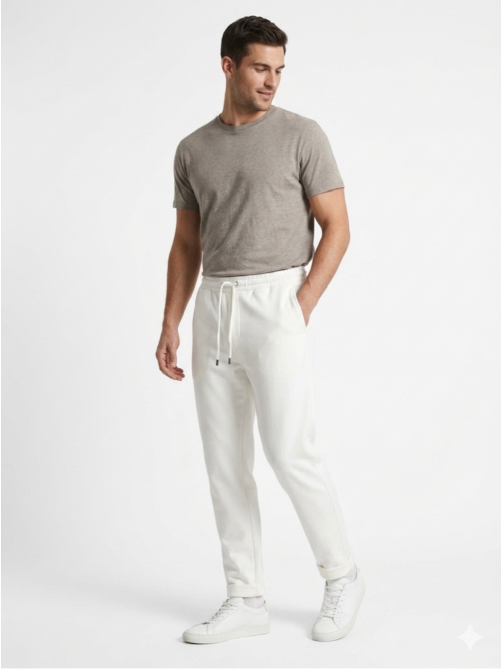 Zara Men's Easy Care Regular Fit Jogger Waist Pants Large Oyster White -648